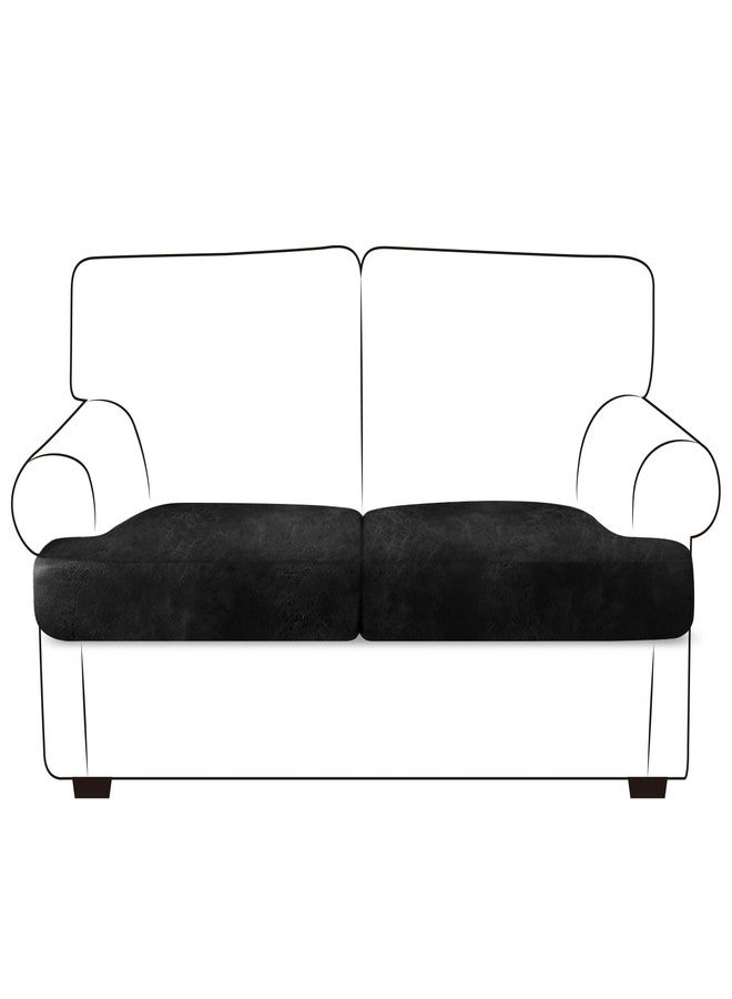ANARACHON Leather Look Couch Cushion Covers Sofa Seat Slipcovers Sets Couches Furniture Protector for Sectional Armchair Loveseat Pets Kids Stretch Spandex Fabric (2 T-Cushion Loveseat, Black) - Image 1